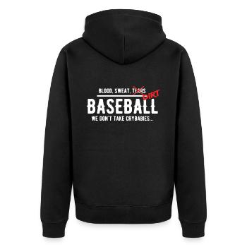 No Cry In Baseball - Unisex Premium Organic Zip Hoodie - black - Back - Nico (187cm)