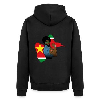 Guadeloupe drapeau Gwada fierté homme afro vintage - Veste à capuche bio Premium Unisexe - noir - Dos - Nico (187cm)