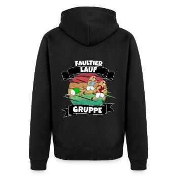 Faultier Lauf Gruppe - Unisex Premium Bio Zip Hoodie - Schwarz - Hinten - Nico (187cm)