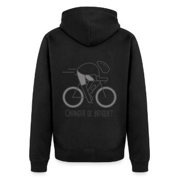 velo vélo vélos velos cycliste changer de braquet - Veste à capuche bio Premium Unisexe - noir - Dos - Nico (187cm)