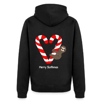 Sloth Faulenzer Süßes Faultier Geschenk - Unisex Premium Bio Zip Hoodie - Schwarz - Hinten - Nico (187cm)