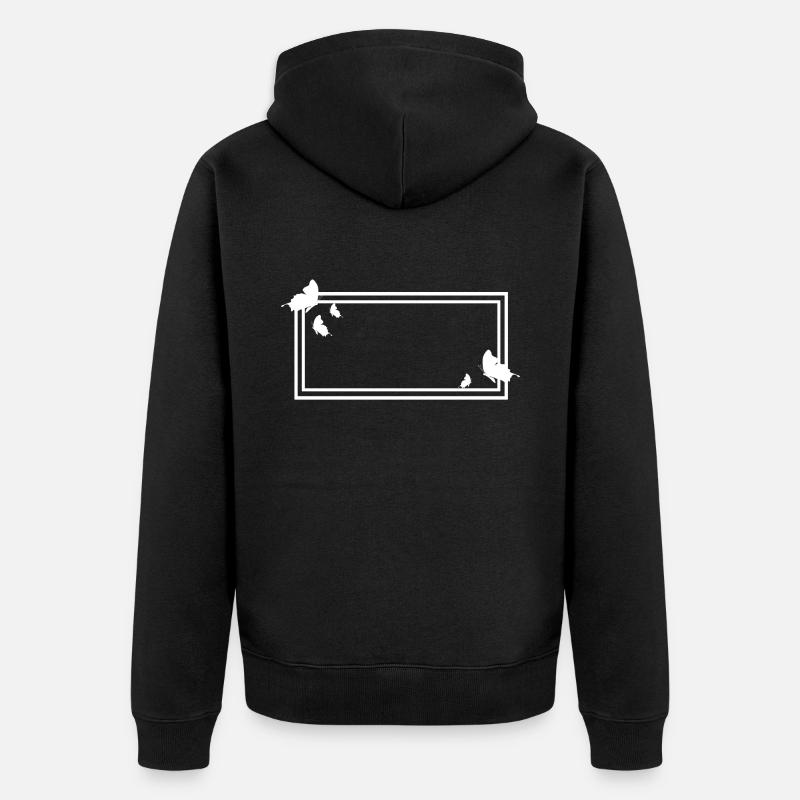 Rectangular frame with butterflies - Unisex Premium Organic Zip Hoodie - black