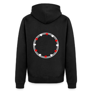 Hearts in round frame decoration Circular - Unisex Premium Organic Zip Hoodie - black - Back - Nico (187cm)