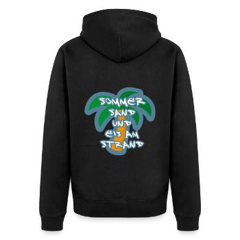 Sommer Sand Strand Palme - Unisex Premium Bio Zip Hoodie - Schwarz - Hinten - Nico (187cm)
