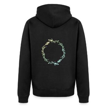 Cadre pour chasseurs avec ligne de décoration florale - Veste à capuche bio Premium Unisexe - noir - Dos - Nico (187cm)