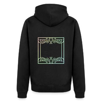 Ornements colorés dans le trait de ligne du cadre - Veste à capuche bio Premium Unisexe - noir - Dos - Nico (187cm)