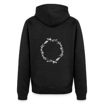 Frame for hunters with flower decoration line - Unisex Premium Organic Zip Hoodie - black - Back - Nico (187cm)