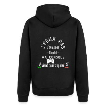 ma console vient de m'appeler j'peux pas - Veste à capuche bio Premium Unisexe - noir - Dos - Nico (187cm)