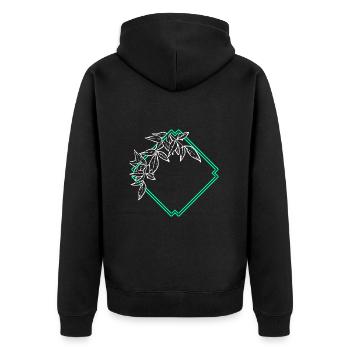 Natur Rahmen Quadrat Blatt Verzierung - Unisex Premium Bio Zip Hoodie - Schwarz - Hinten - Nico (187cm)