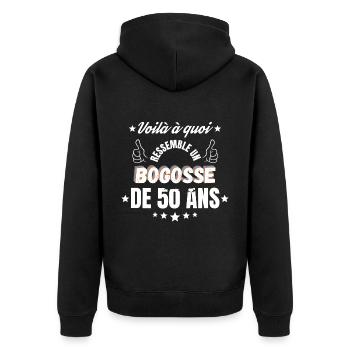 Bogosse of 50 Years - Unisex Premium Organic Zip Hoodie - black - Back - Nico (187cm)