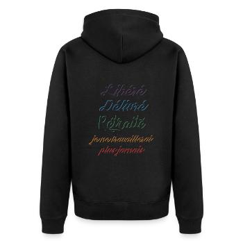 Délivré Libéré Retraité Je ne travaillerai plus - Veste à capuche bio Premium Unisexe - noir - Dos - Nico (187cm)