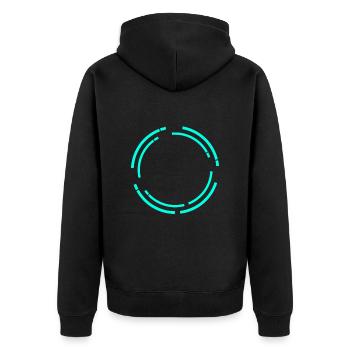 Türkis Kreisförmiger Rahmen für Nerds - Unisex Premium Bio Zip Hoodie - Schwarz - Hinten - Nico (187cm)