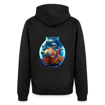 Goldfish in a fishbowl - Unisex Premium Organic Zip Hoodie - black - Back - Nico (187cm)