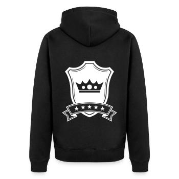 Krone Wappen - Unisex Premium Bio Zip Hoodie - Schwarz - Hinten - Nico (187cm)