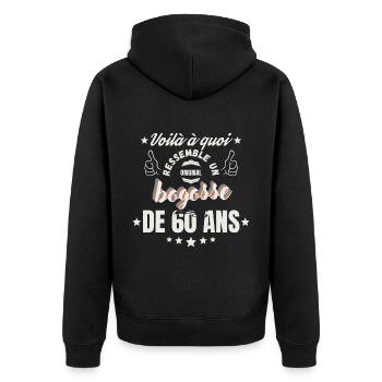 Teeshirt Bogosse de 60 Ans Humour - Veste à capuche bio Premium Unisexe - noir - Dos - Nico (187cm)