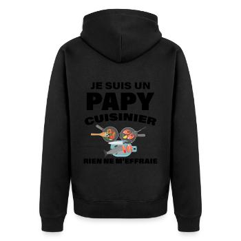 Papy Métier Cuisinier Pour La Famille Cadeau - Veste à capuche bio Premium Unisexe - noir - Dos - Nico (187cm)