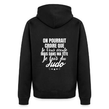 Dans ma Tête je fait du Judo - Veste à capuche bio Premium Unisexe - noir - Dos - Nico (187cm)