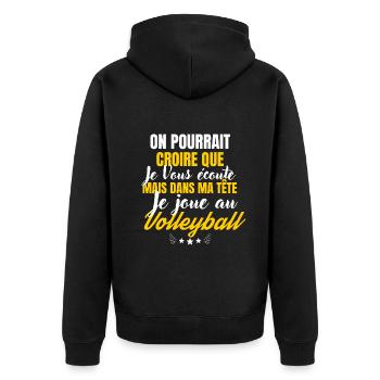 Dans ma Tête je joue au volleyball - Veste à capuche bio Premium Unisexe - noir - Dos - Nico (187cm)