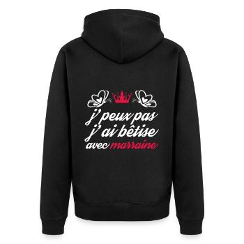 j peux pas j ai bêtise avec marraine - Veste à capuche bio Premium Unisexe - noir - Dos - Nico (187cm)