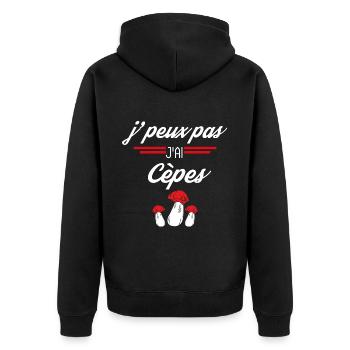 J Peux Pas J AI Cèpes - Veste à capuche bio Premium Unisexe - noir - Dos - Nico (187cm)
