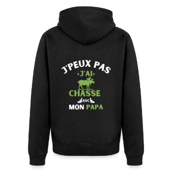 j peux pas j ai chasse avec mon papa - Veste à capuche bio Premium Unisexe - noir - Dos - Nico (187cm)