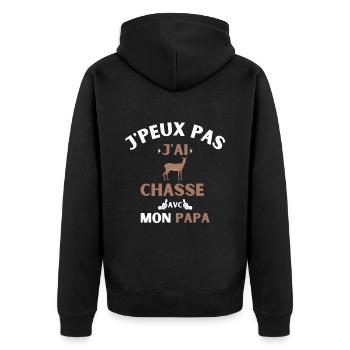J'peux Pas J'ai chasse avec mon Papa cadeau chasse - Veste à capuche bio Premium Unisexe - noir - Dos - Nico (187cm)