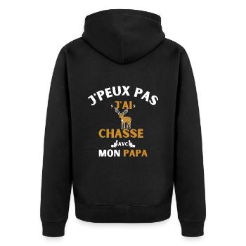 j peux pas j ai chasse avec mon papa - Veste à capuche bio Premium Unisexe - noir - Dos - Nico (187cm)