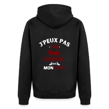 j peux pas j ai chasse avec mon papa - Veste à capuche bio Premium Unisexe - noir - Dos - Nico (187cm)