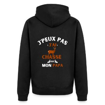 j peux pas j ai chasse avec mon papa - Veste à capuche bio Premium Unisexe - noir - Dos - Nico (187cm)