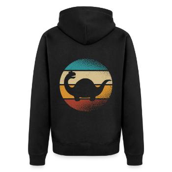 Dino Dinosaurier - Unisex Premium Bio Zip Hoodie - Schwarz - Hinten - Nico (187cm)