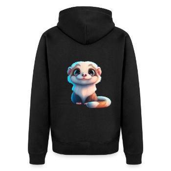 cute baby ferret - Unisex Premium Organic Zip Hoodie - black - Back - Nico (187cm)
