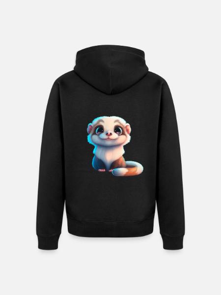 süsses Baby Frettchen - Unisex Premium Bio Zip Hoodie - Schwarz