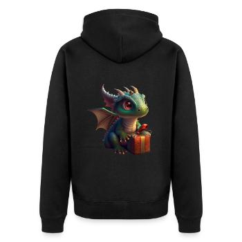 Bébé dragon avec cadeau - Veste à capuche bio Premium Unisexe - noir - Dos - Nico (187cm)