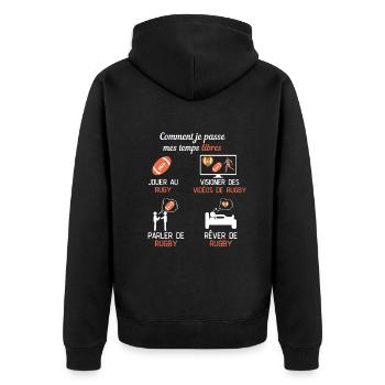 Rugby temps libre jouer au rugby cadeau rugbyman - Veste à capuche bio Premium Unisexe - noir - Dos - Nico (187cm)