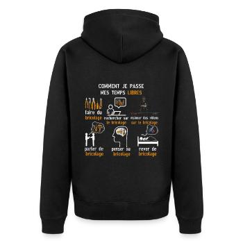 DIY Freizeit DIY Geschenk - Unisex Premium Bio Zip Hoodie - Schwarz - Hinten - Nico (187cm)