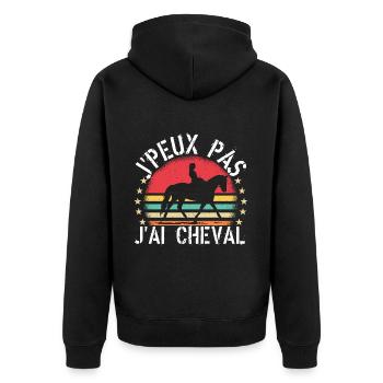 J Peux Pas J Ai Cheval cadeau vintage - Veste à capuche bio Premium Unisexe - noir - Dos - Nico (187cm)
