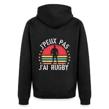 J'Peux Pas J ai Rugby cadeau vintage - Veste à capuche bio Premium Unisexe - noir - Dos - Nico (187cm)