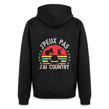 J Peux Pas J Ai Country cadeau vintage - Veste à capuche bio Premium Unisexe - noir - Dos - Nico (187cm)