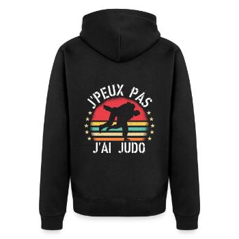 J Peux Pas J Ai Judo cadeau vintage - Veste à capuche bio Premium Unisexe - noir - Dos - Nico (187cm)