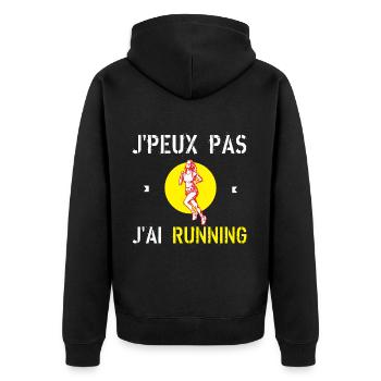 J'Peux Pas J'Ai Running - Veste à capuche bio Premium Unisexe - noir - Dos - Nico (187cm)