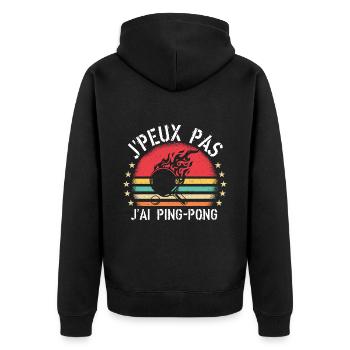 J Peux Pas J Ai Ping pong cadeau vintage - Veste à capuche bio Premium Unisexe - noir - Dos - Nico (187cm)