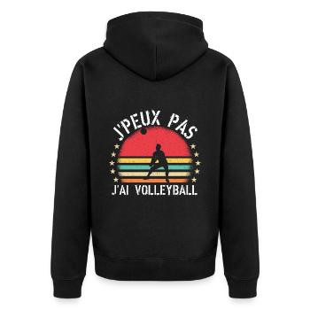 J Peux Pas J Ai Volleyball cadeau vintage - Veste à capuche bio Premium Unisexe - noir - Dos - Nico (187cm)