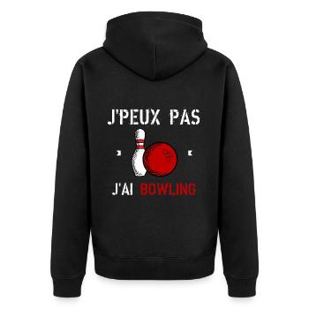 J'Peux Pas J'Ai Bowling - Veste à capuche bio Premium Unisexe - noir - Dos - Nico (187cm)