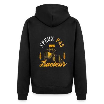 J'Peux Pas J'Ai Tracteur cadeau humour - Veste à capuche bio Premium Unisexe - noir - Dos - Nico (187cm)