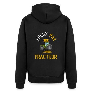 J'Peux Pas J'Ai Tracteur cadeau humour - Veste à capuche bio Premium Unisexe - noir - Dos - Nico (187cm)