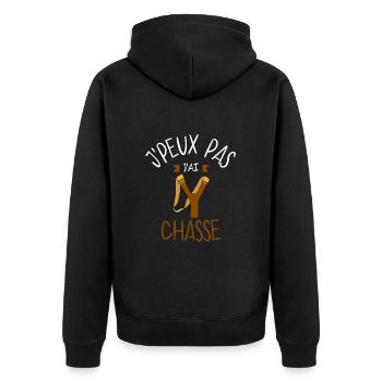 J'peux pas j'ai chasse - lance pierre - Veste à capuche bio Premium Unisexe - noir - Dos - Nico (187cm)