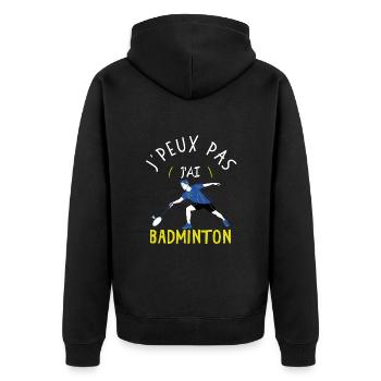 J'Peux Pas J'Ai Badminton - Veste à capuche bio Premium Unisexe - noir - Dos - Nico (187cm)