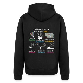 Temps libres badminton cadeau badminton - Veste à capuche bio Premium Unisexe - noir - Dos - Nico (187cm)
