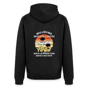 Millésime Original 1983 - Veste à capuche bio Premium Unisexe - noir - Dos - Nico (187cm)
