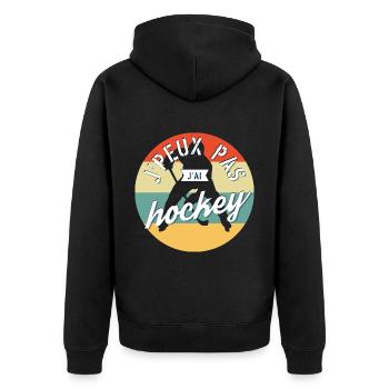 J'Peux Pas J'Ai Hockey - Vintage - Veste à capuche bio Premium Unisexe - noir - Dos - Nico (187cm)
